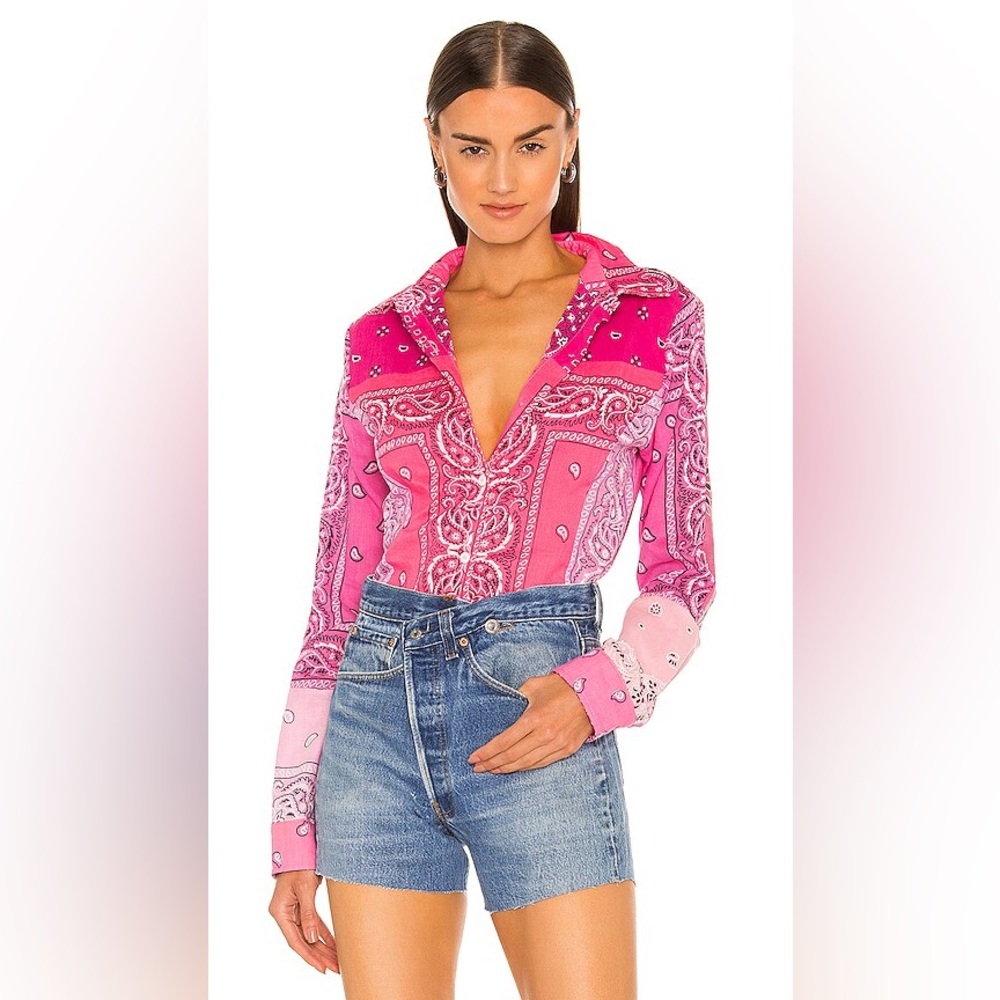 EB Denim Bandana Blouse pink size L